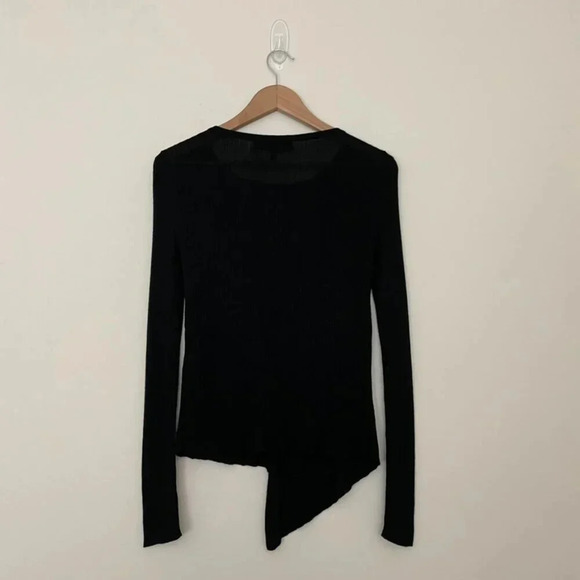 Rag & Bone Black Rib Knit Asymmetrical Wrap Front Sweater Size XS - Picture 2 of 6